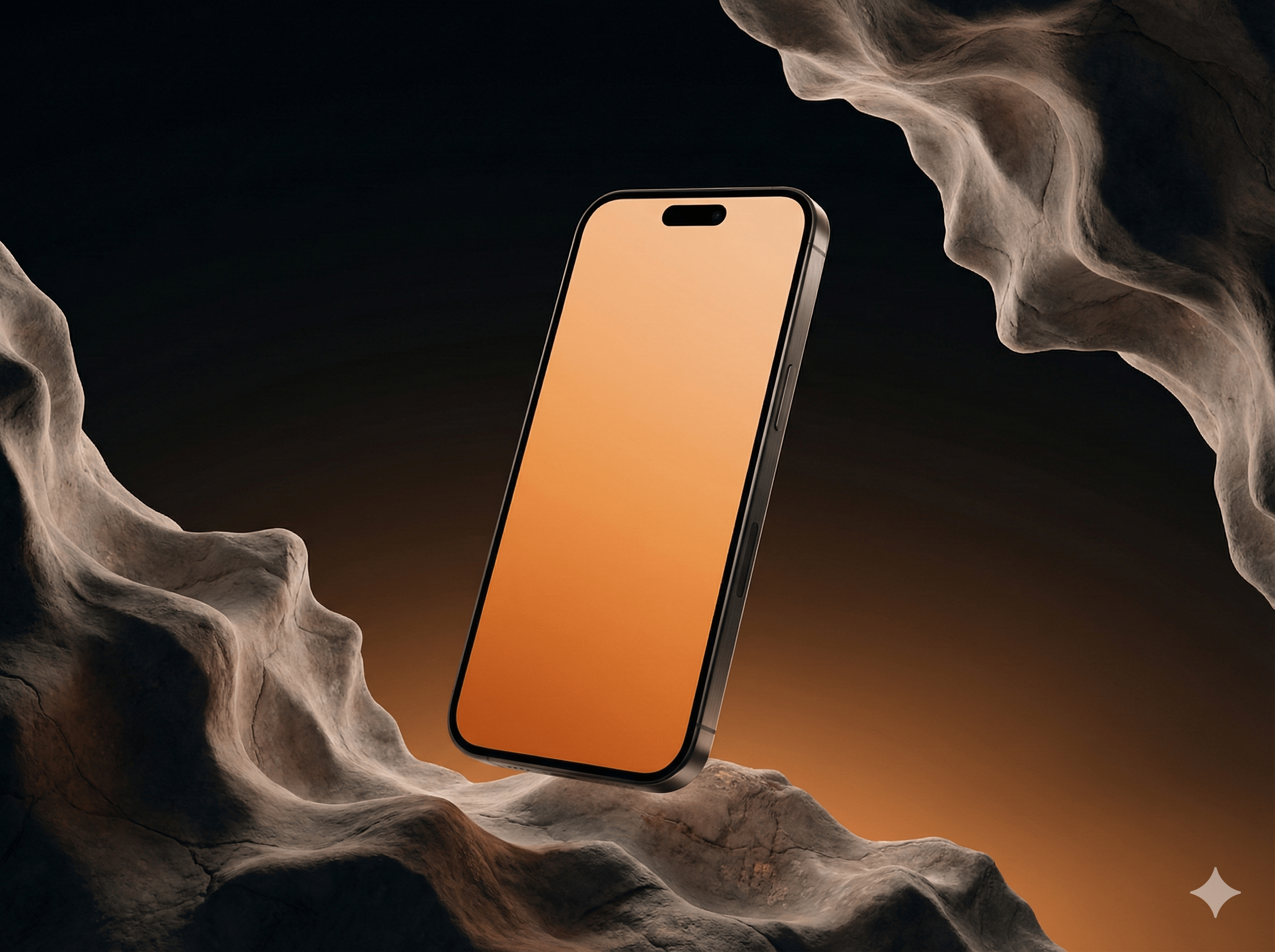 iPhone Mockup Floating Above Rocky Asteroid Surface