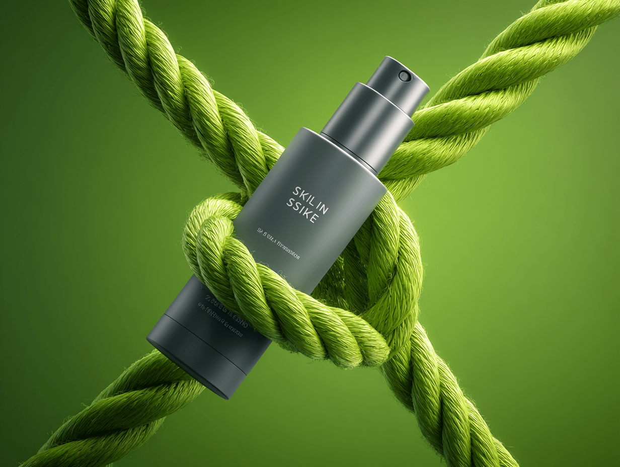 Matte Gray Cosmetic Bottle with Lime Green Rope Accent