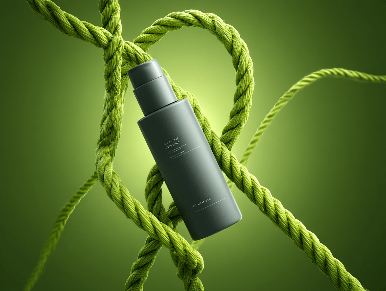 Matte Gray Cosmetic Bottle with Lime Green Rope Accent