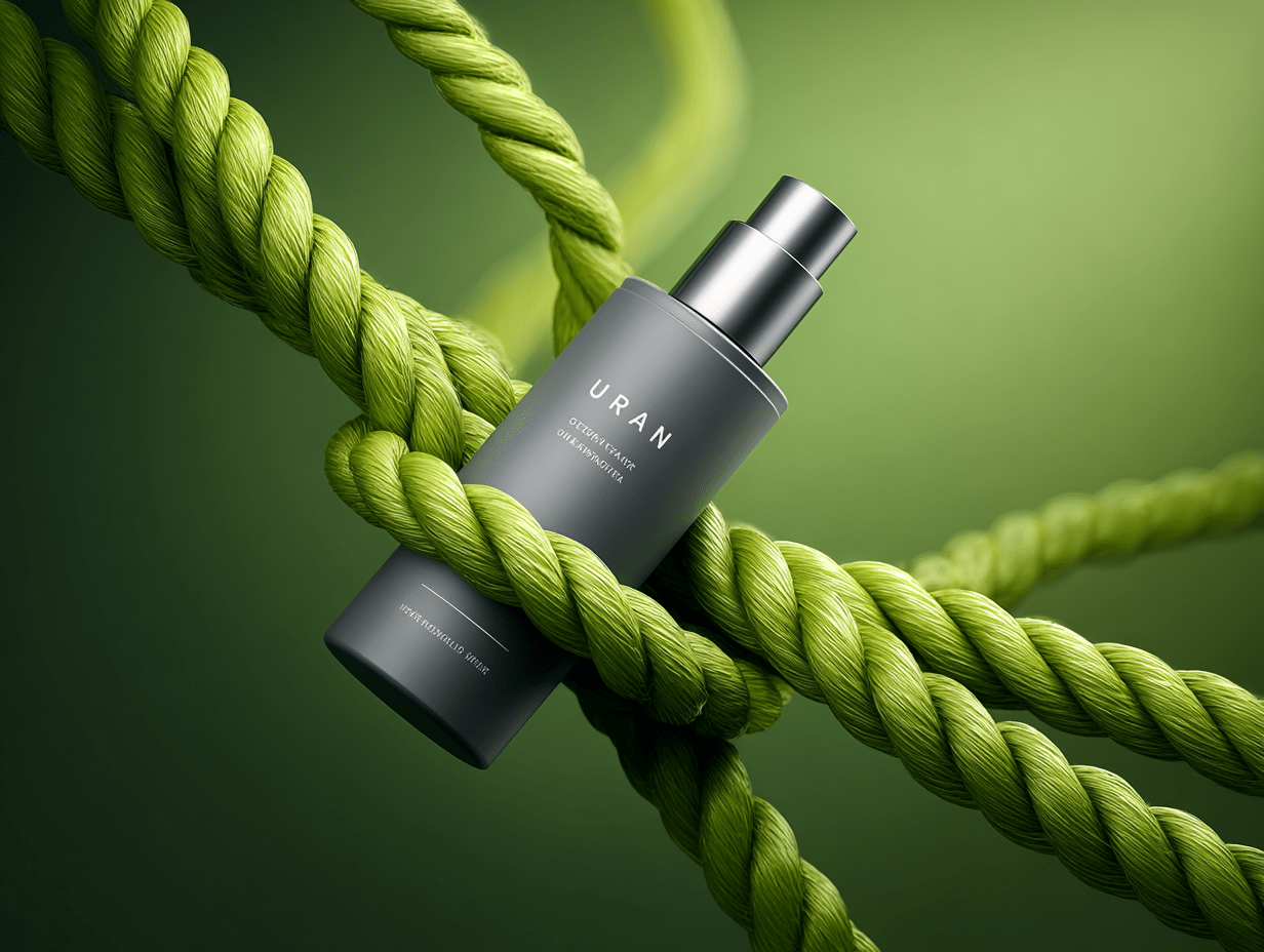 Matte Gray Cosmetic Bottle with Lime Green Rope Accent