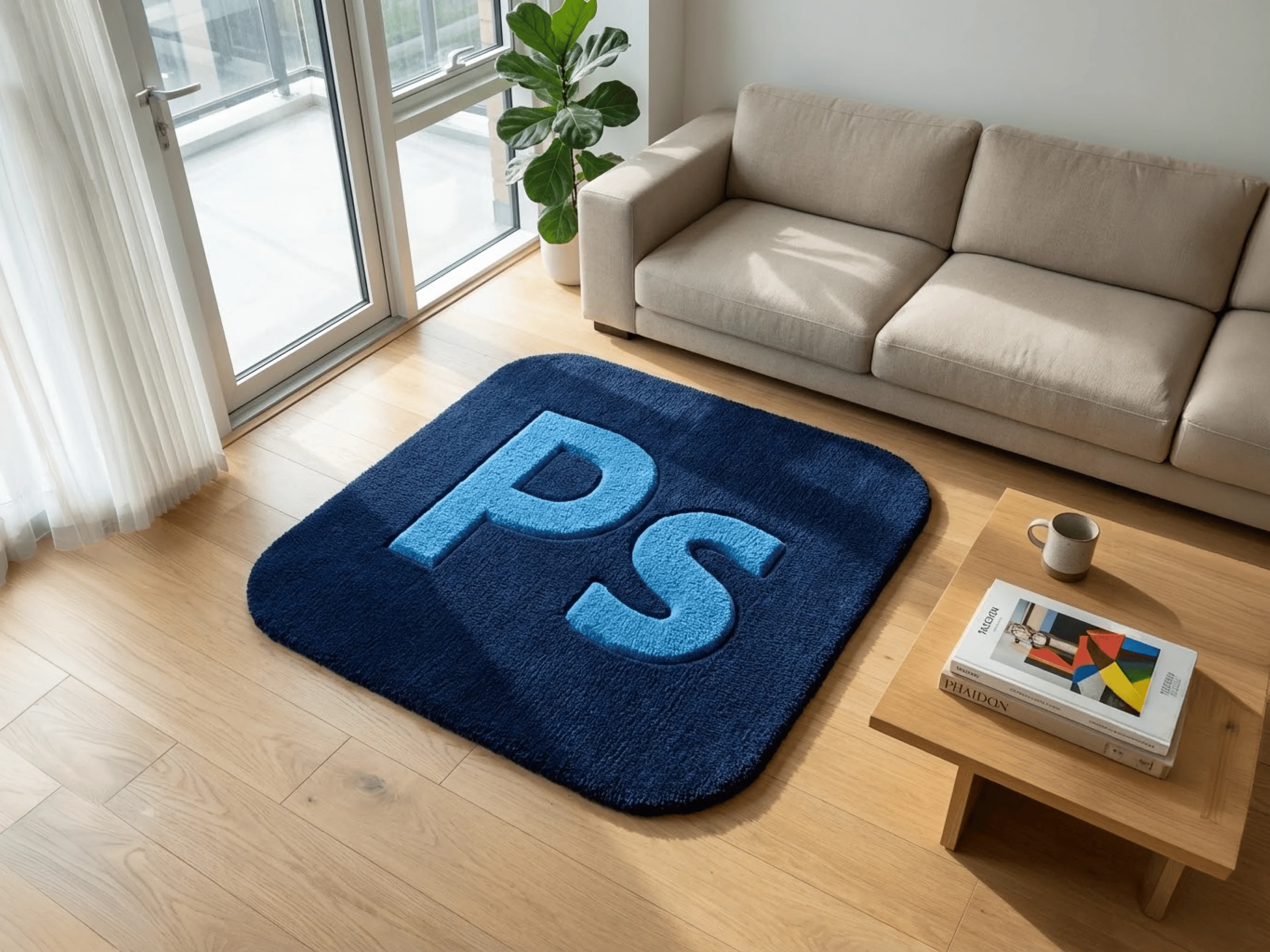 Tufted Rug Mockup Living Room