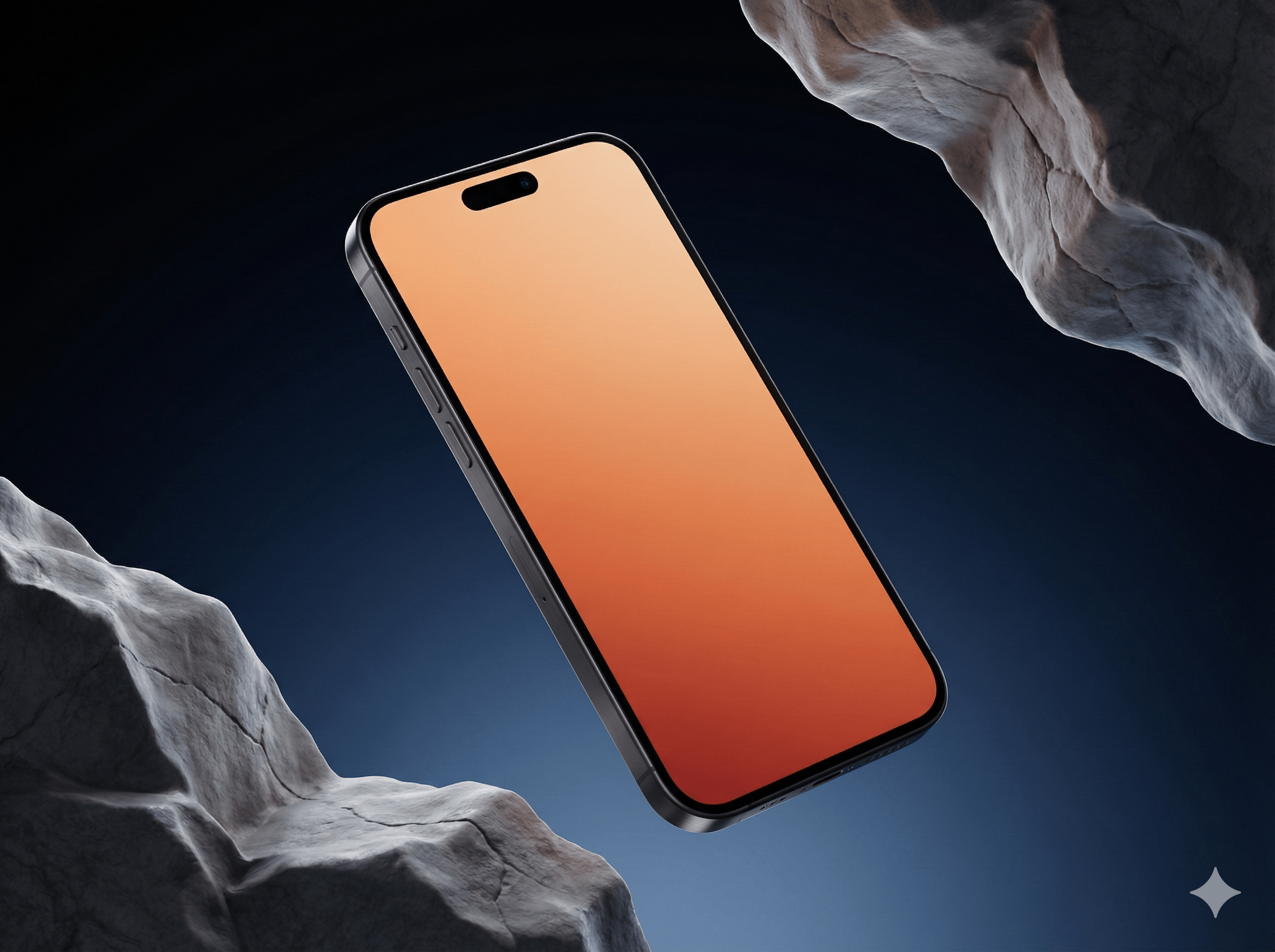 iPhone Mockup Floating Above Rocky Asteroid Surface
